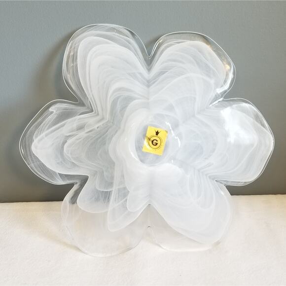 Vintage Obestdorfer Glashutte Mundgeblasen Open Flower Blown Glass Art Bowl Dish - Picture 11 of 16